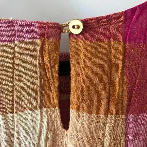 ANTHROPOLOGIE Posy Plaid Top Swing Pink Cream XS - Picture 9 of 10